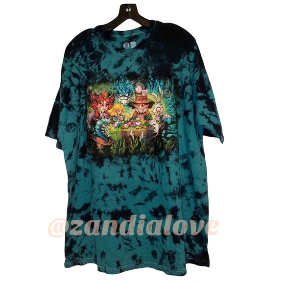 New Big Chris Art Dark Alice in the wonderland tie dye shirt sz XL - Picture 1 of 3